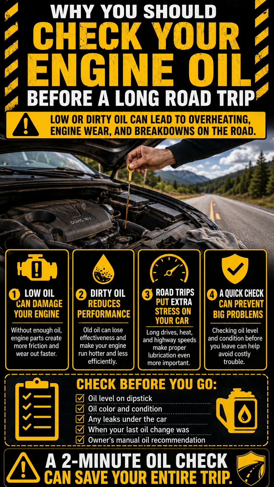 Why You Should Check Your Engine Oil Before a Long Road Trip