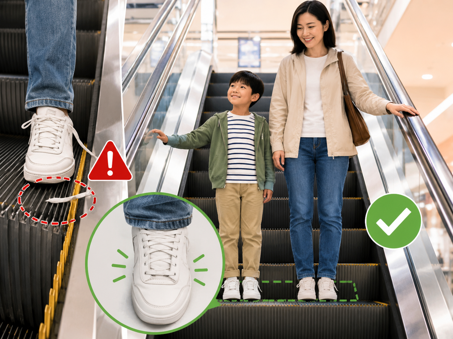 How to Prevent Shoelaces From Getting Caught on Escalators
